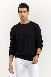 Black Basic Crew Neck Sweater SWT-BFSCN-22-007